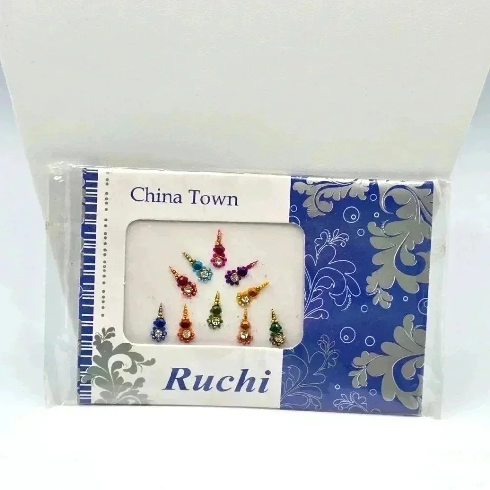 Ruchi Silver Rhinestone Stick on Forehead India Binidi Fashion Accessories NWT